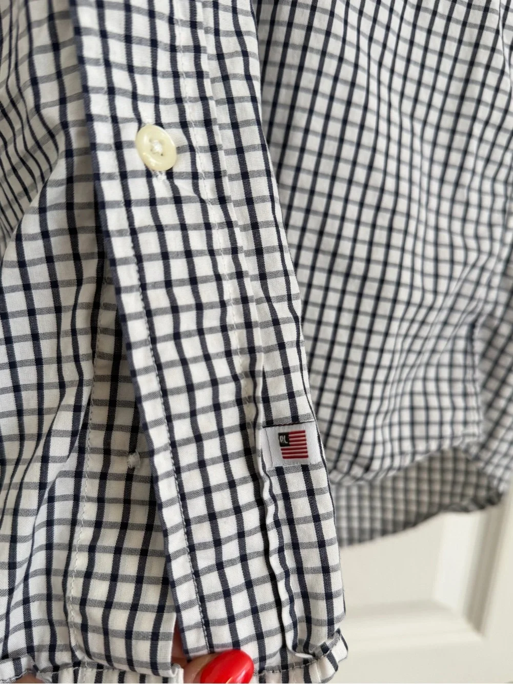 Polo Jeans Co Ralph Lauren Men’s XL Blue White Check Short Sleeve Button Down Sh